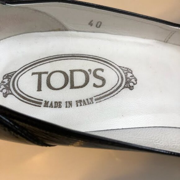 TOD'S Made in Italy Aspen Black Patent Platform Pump Driving Heels 9.5 MSRP $800 - Picture 7 of 8